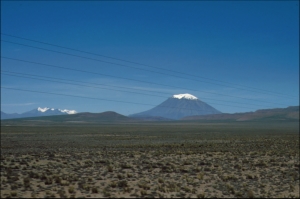 Sanbancaya and El Misti from train to Lago Titicaca