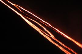lava flows glow in darkness